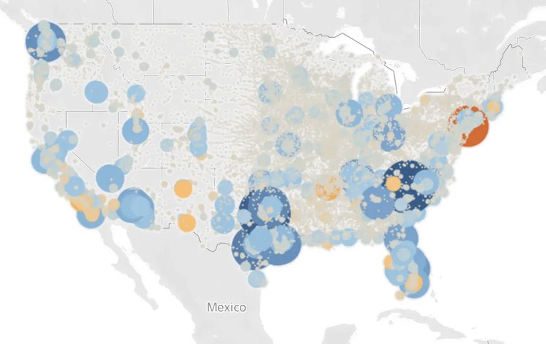 Cities in the north, south, and east grow fastest; Central cities continue to see population flow to suburbs
